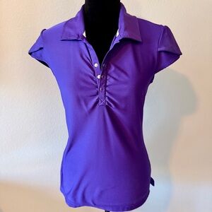 Athleta Purple Button Down Women's Golf Top Cap Sleeve